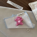 Barrette à cheveux ours rose avec détail cœur et accessoire bague cœur évidé en argent - Barrette / Rouge Rose