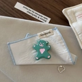 Cute green gummy bear hair clip with pink heart detail on minimalist white fabric - Hair Clip / Lake Green