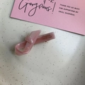 Pink translucent resin bow hair clip with France Handmade text and metal duckbill clip - Pink