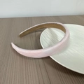 Chic padded light pink textured fabric headband for women with non-slip brown lining - Pink Plaid