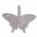 Hip hop vlinder hanger met verzilvering en heldere zirkonia stenen voor vrouwen - Kettingset / Zilverkleur En Zilveren Roestvrijstalen Torsieketting