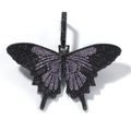 Hiphop vlinder hanger ketting met zwarte en paarse zirkoniasteentjes in een strak modern design - Kettingset / Paars Zwart En Zilveren Roestvrijstalen Torsieketting