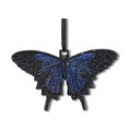 Hip hop vlinder hanger ketting met blauwe en zwarte pavé gezette zirkonia - Kettingset / Blauw Zwart En Zilveren Roestvrijstalen Torsieketting