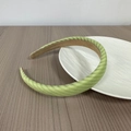 Elegant light green striped fabric headband with anti-slip inner lining for women - Green Light Stripes