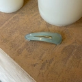 Light blue acetate teardrop hair clip for women with elegant golden France lettering - Transparent Blue