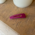 Handmade rose red acetate teardrop hair clip with glossy finish on a stone surface - Rose Pink