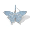 Hiphop vlinderhanger in zilver met blauwe zirkonia stenen op een witte achtergrond - Alleen Hanger / Zilver Blauw