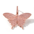 Hip-hop ketting met vlinderhanger in roségoud en micro-geplaveide roze zirkoon - Alleen Hanger / Roze Zirkoon