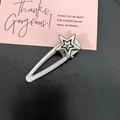 Fermaglio per capelli in metallo argento opaco con stella a pentagramma e chiusura a clip - Stella a Goccia