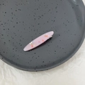 Pink resin hair clip with colorful butterfly glitter and silver metal duckbill base - Slim Oval Pink