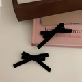 Lot de deux barrettes à nœuds en velours noir avec de longs rubans élégants - Noir