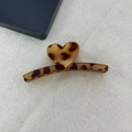 Elegant leopard print claw clip with heart shape decoration for thick hair accessories - Matte Bar Style