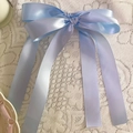 Nœud de cheveux élégant en satin bleu clair avec de longs rubans style ballet - Barrette / Barrette Bleue