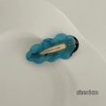 Cloud-shaped blue marble acetate hair clip with gold lettering in 6cm size - Lake Blue