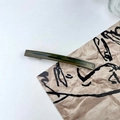 French vintage style dark green acetate barrette with golden Barrette la France text - Linear / Green