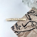 French style barrette hair clip in creamy beige with a textured hammered finish - Linear / Milk Coffee