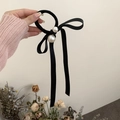 Elastico per capelli vintage francese in nastro di raso nero con ciondolo a perla - Stile Scrunchie
