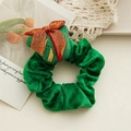 Elastico per capelli natalizio in velluto verde con decorazione a pacchetto regalo - Regalo di Natale