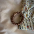 Brown braided high-elastic hair tie with a cute cartoon leather tag for women - Light Coffee