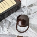 Elegante elastico per capelli marrone cioccolato con ciondolo dorato Creation France - Quadrato
