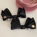 Detalle de pinzas para el pelo con lazos de satén y adornos Believe in Yourself - Negro