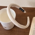 Retro cream white padded fabric headband with fine diagonal texture and handmade label - Off-white