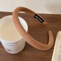 French vintage thick caramel headband with fine twill texture and handmade label - Light Coffee