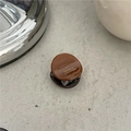 Mini molletta rotonda per capelli in acrilico ambrato con scritta oro fatta a mano - Marrone