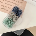 90-piece high-elastic hair ties set in blue, grey, and green with clear storage box - Cyan