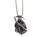 Gothic grim reaper scythe pendant necklace in vintage oxidized titanium steel finish - Grim Reaper Scythe Necklace (60cm)