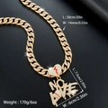 Hip hop gouden Cubaanse ketting met NO LOVE hanger en ijskoude zirkonia stenen voor heren mode - Goud (Hanger en Ketting Set)