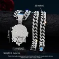 Silver hip hop cuban chain with iced out SIMBA portrait pendant in 20 inch length - Silver (Pendant + Chain)