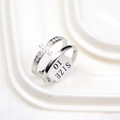 Anello doppio strato argento hiphop con croce di cristallo e etichetta taglia 10 - US 12 / Argento