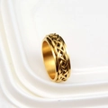Golden stainless steel spinner ring featuring an intricate woven Celtic knot design - US 8 / Gold