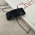 Elegante pinza para el pelo rectangular negra de acetato con logotipo dorado France - Pinza para el cabello / Negro
