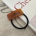 Amber acetate hair tie with golden logo and high elastic black rope for women - Hair Tie / Milk Coffee