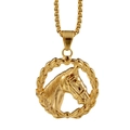 Punk stijl gouden roestvrijstalen paardenhoofd ketting met lauwerkrans hanger ontwerp - Hanger Zonder Ketting