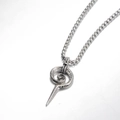 Collier avec pendentif sceptre serpent en acier inoxydable punk rétro fini argent antique - Pendentif Sceptre Serpent Uniquement - Argent
