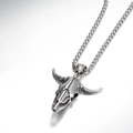 Retro bull skull pendant necklace in vintage stainless steel with durable box chain - Pendant Only (No Chain) / Silver