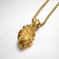 Goldene anatomische Herz-Halskette mit Kugelkette im coolen Punk-Ästhetik-Stil - Nur Anhänger (Ohne Kette) / Gold
