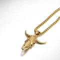 Golden bull skull pendant necklace with box chain made of vintage titanium steel for men - Pendant Only (No Chain) / Gold