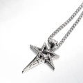 Vintage-Pentagramm-Halskette aus Edelstahl mit Punk-Webstruktur für Herren - Nur Anhänger / Silber