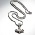 Retro Mjolnir pendant necklace in vintage titanium steel with intricate embossed details - Pendant Only (Without Chain) / Thor's Hammer Silver