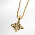 Vintage gouden Keltische heksenknoop hanger ketting met elegante boxketting voor heren - Alleen Hanger (Zonder Ketting) / Viking Keltische Knoop Goud