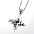 Hip hop titanium steel flame cross pendant necklace with black circle inlay for men and women - Flame Cross Pendant Only (Without Chain)