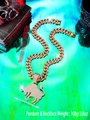 Hip-hop gold plated bull pendant necklace with sparkling rhinestones and cuban chain - Taurus / Pendant + Chain / Gold