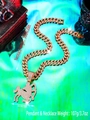 Iced out gold Sagittarius zodiac pendant with diamond Cuban chain necklace for hip hop style - Sagittarius / Pendant + Chain / Gold