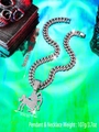 Silver Sagittarius zodiac pendant with iced out cuban link chain for hip hop style - Sagittarius / Pendant + Chain / Silver