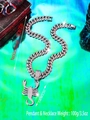 Iced out Scorpio zodiac pendant with 20 inch Cuban link chain in silver finish - Scorpio / Pendant Only / Silver