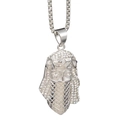 Hip hop pharaoh pendant necklace with white crystals and silver bead chain - Pharaoh Silver Pendant Only (Without Chain)